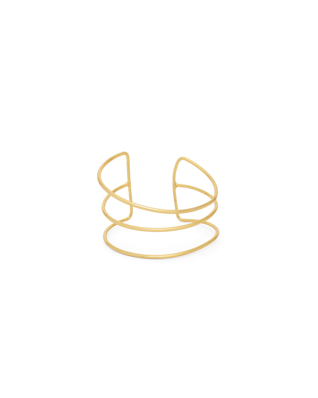 Gold-Tone Abstract Multi-Line Open Cuff Bracelet
