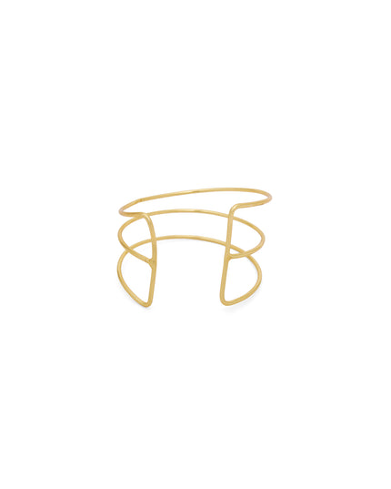 Gold-Tone Abstract Multi-Line Open Cuff Bracelet