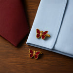 Load image into Gallery viewer, Crimson Monarch Cufflinks
