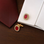 Load image into Gallery viewer, Royal Garnet Oval Cufflinks
