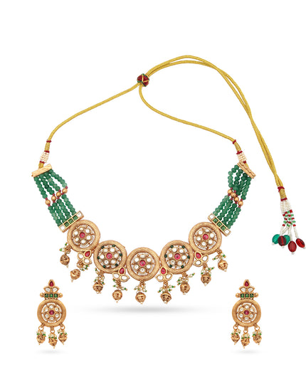 Royal Green Kundan Necklace Set