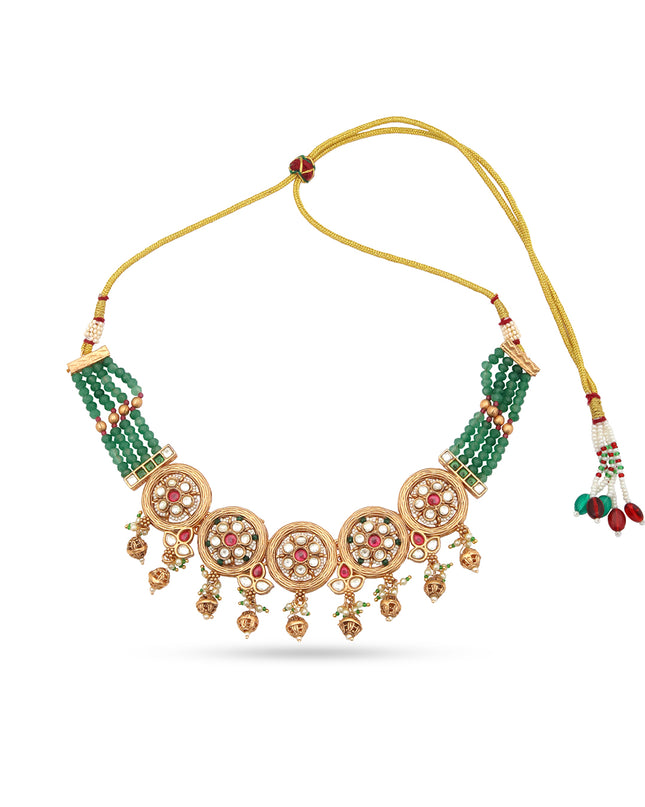 Royal Green Kundan Necklace Set