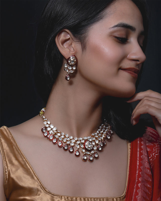 Kundan Pearl Drop Necklace Set