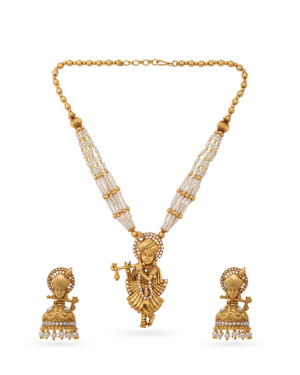 Divine Krishna Pearl Necklace Set