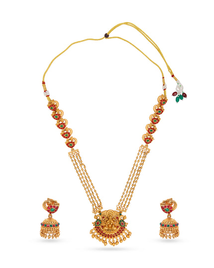 Demon Ganesha Mahalakshmi Temple Set – Red & Green Stones