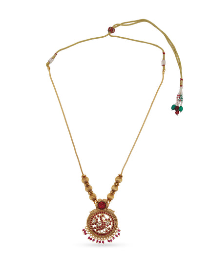 Demon Veerangana Temple Necklace Set – Ruby Red &amp; Antique