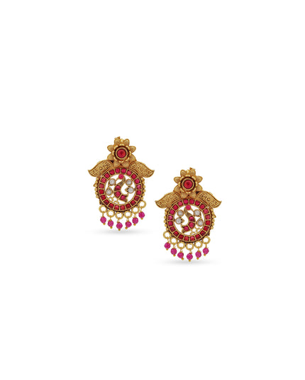 Demon Veerangana Temple Necklace Set – Ruby Red &amp; Antique