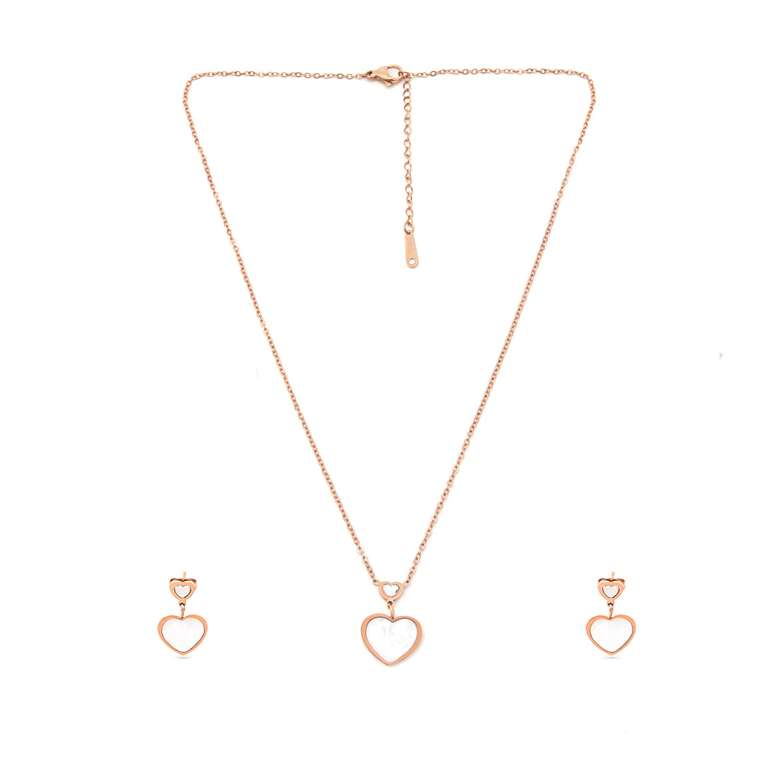 Amoura Set – Rose Gold Heart Necklace & Earrings
