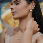 Load image into Gallery viewer, Amoura Set – Rose Gold Heart Necklace &amp; Earrings
