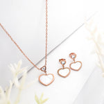 Load image into Gallery viewer, Amoura Set – Rose Gold Heart Necklace &amp; Earrings
