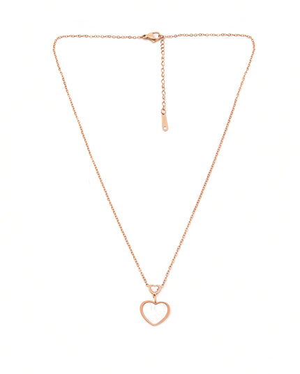 Amoura Set – Rose Gold Heart Necklace & Earrings