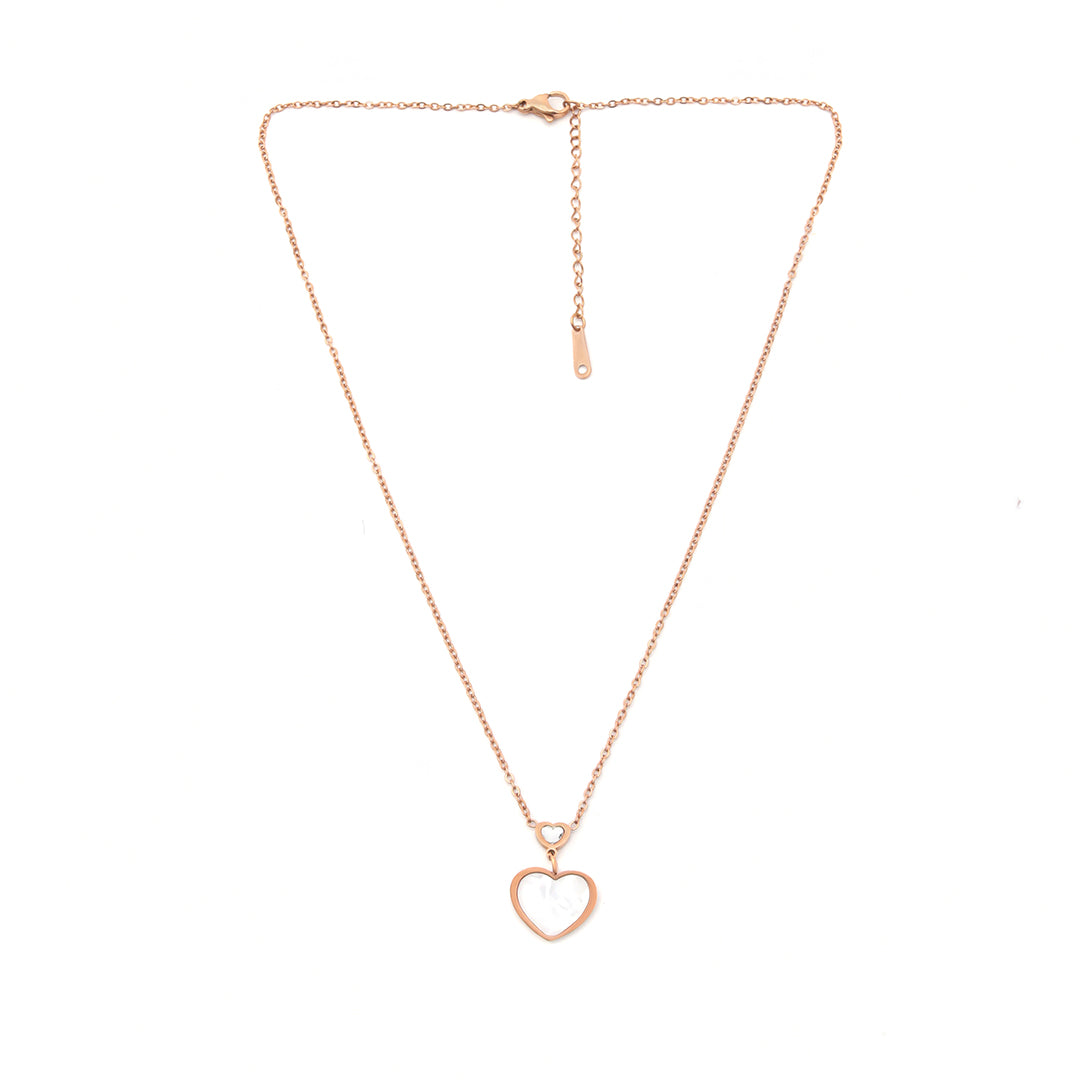 Amoura Set – Rose Gold Heart Necklace & Earrings
