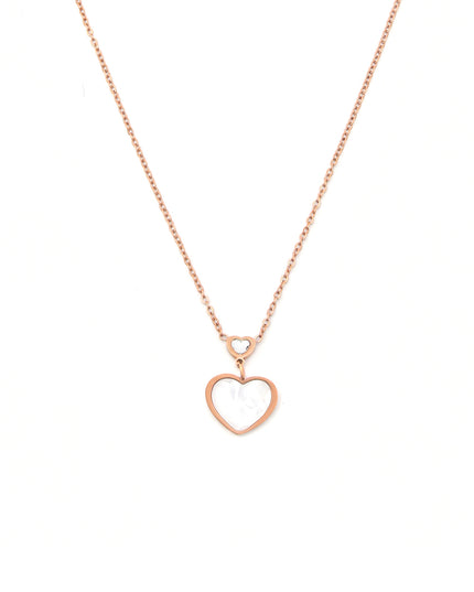 Amoura Set – Rose Gold Heart Necklace & Earrings