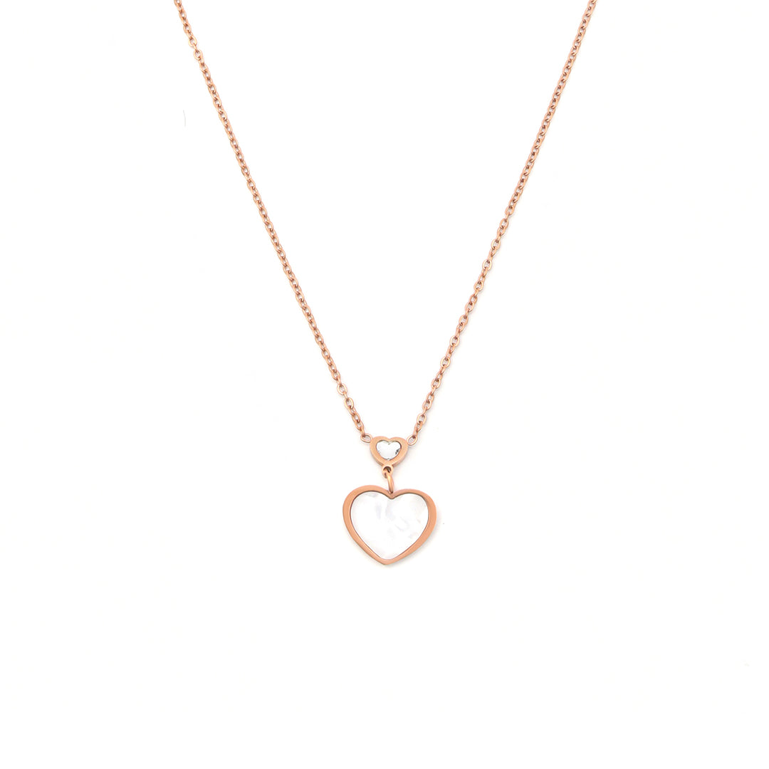 Amoura Set – Rose Gold Heart Necklace & Earrings