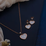 Load image into Gallery viewer, Amoura Set – Rose Gold Heart Necklace &amp; Earrings
