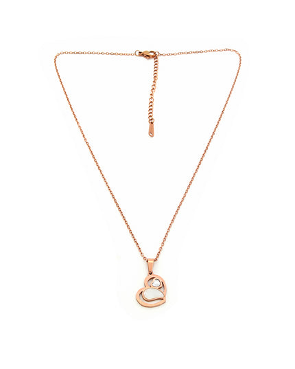 Serenita Set – Twin Heart Rose Gold Necklace & Earrings