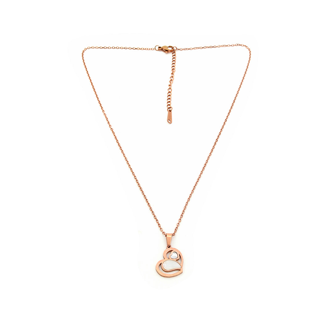 Serenita Set – Twin Heart Rose Gold Necklace & Earrings