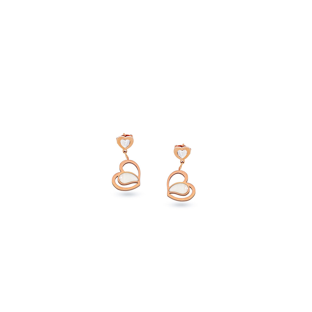 Serenita Set – Twin Heart Rose Gold Necklace & Earrings