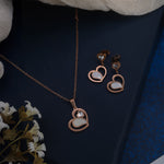 Load image into Gallery viewer, Serenita Set – Twin Heart Rose Gold Necklace &amp; Earrings
