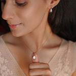 Load image into Gallery viewer, Elara Set – Teardrop Rose Gold Pendant &amp; Earrings
