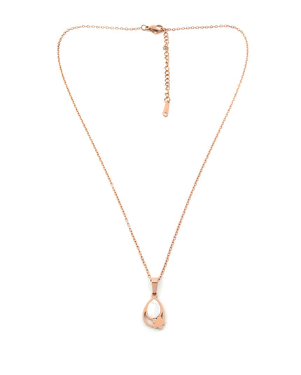 Elara Set – Teardrop Rose Gold Pendant & Earrings