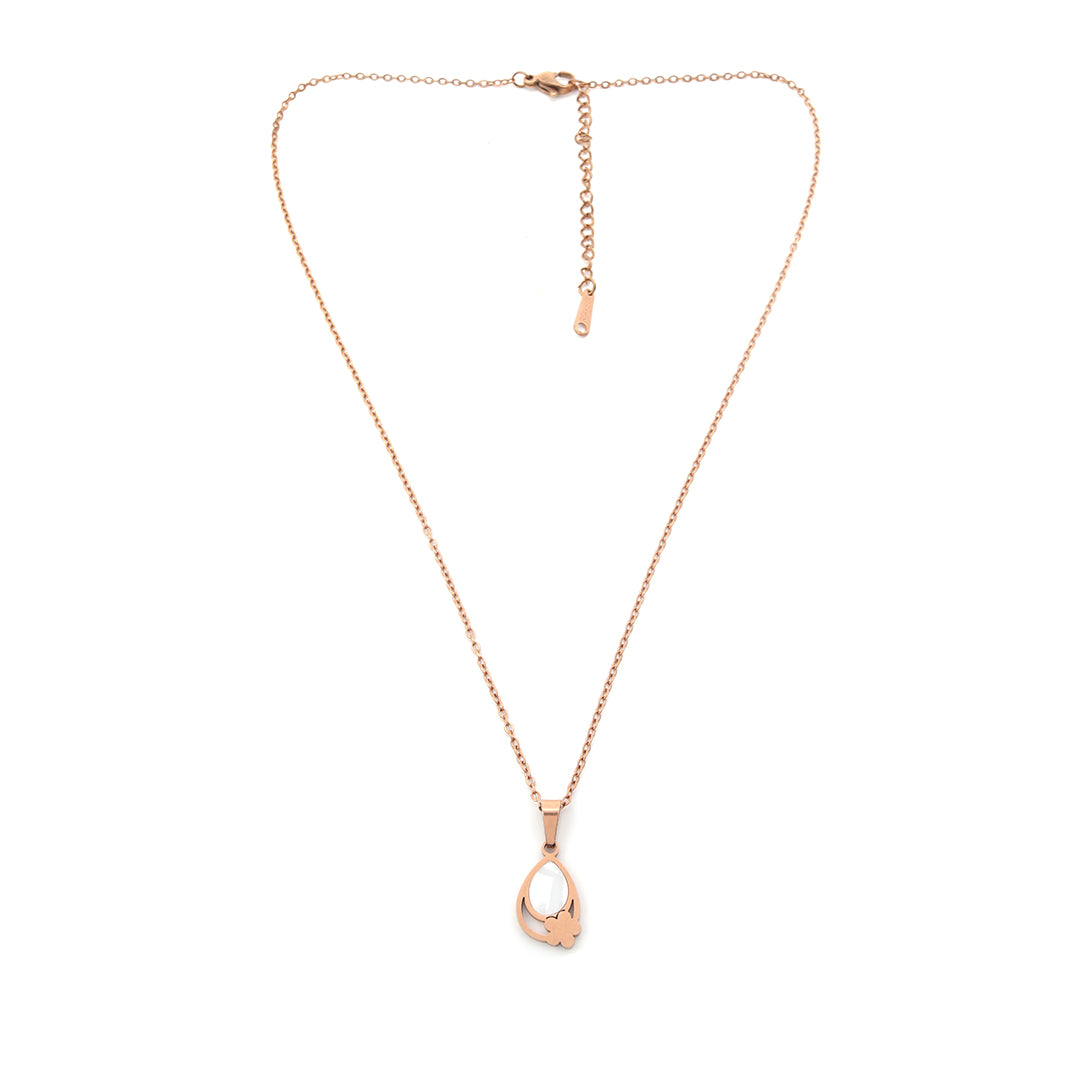 Elara Set – Teardrop Rose Gold Pendant & Earrings
