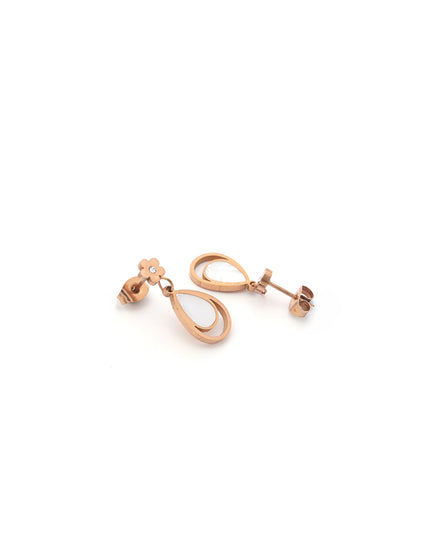 Elara Set – Teardrop Rose Gold Pendant & Earrings