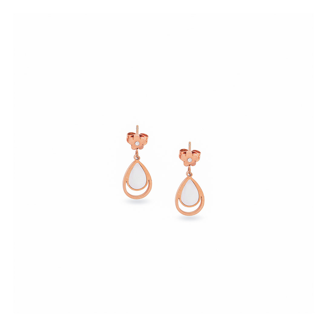 Elara Set – Teardrop Rose Gold Pendant & Earrings