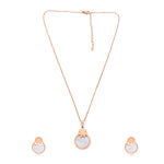 Load image into Gallery viewer, Blush Bloom Set – Floral Round Pendant Necklace &amp; Earrings
