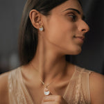 Load image into Gallery viewer, Blush Bloom Set – Floral Round Pendant Necklace &amp; Earrings

