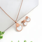 Load image into Gallery viewer, Blush Bloom Set – Floral Round Pendant Necklace &amp; Earrings
