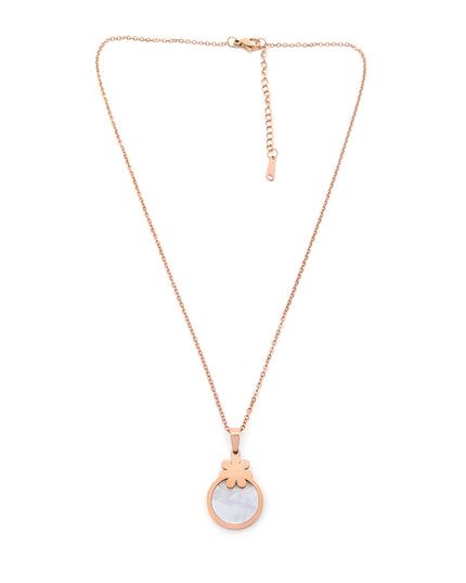 Blush Bloom Set – Floral Round Pendant Necklace & Earrings
