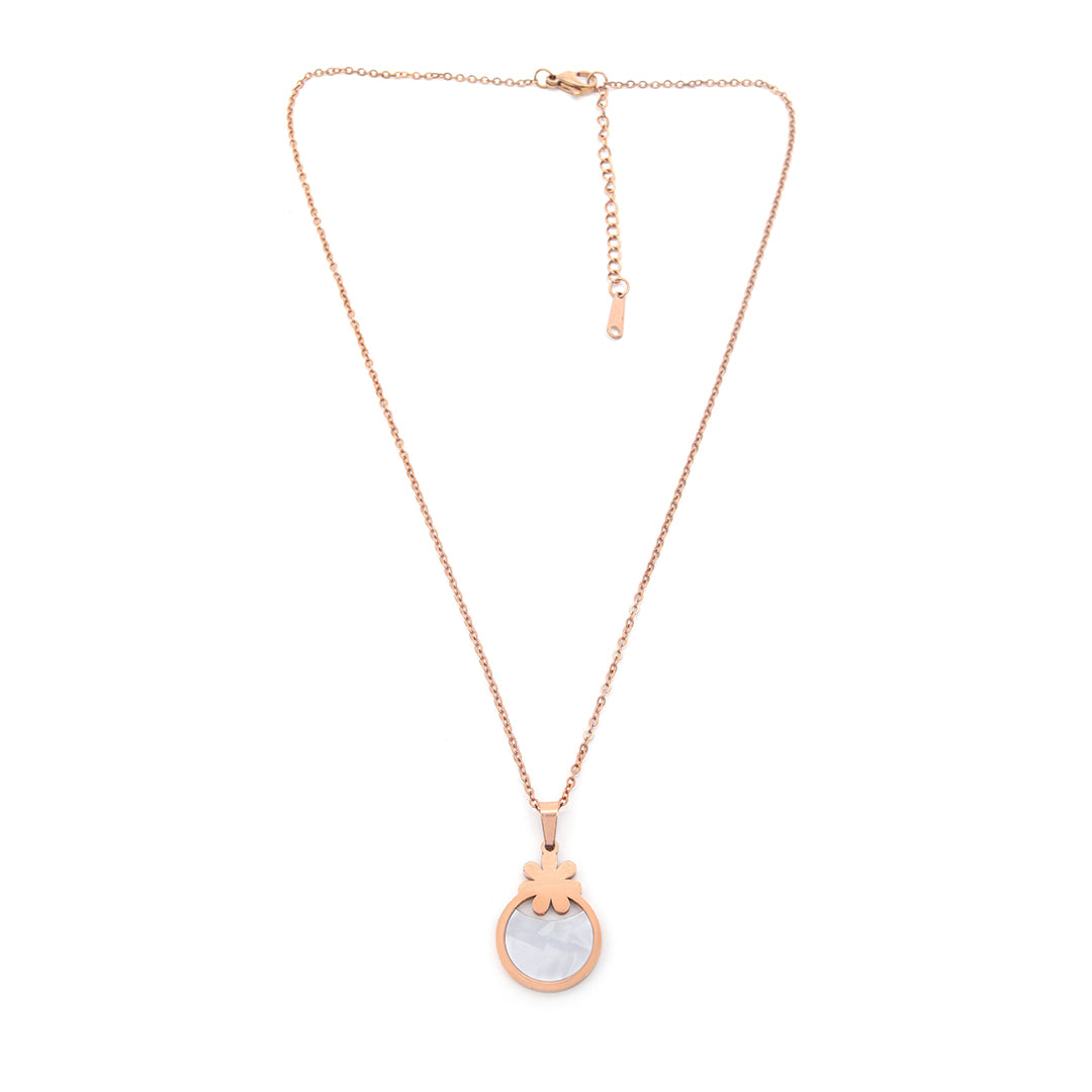 Blush Bloom Set – Floral Round Pendant Necklace & Earrings