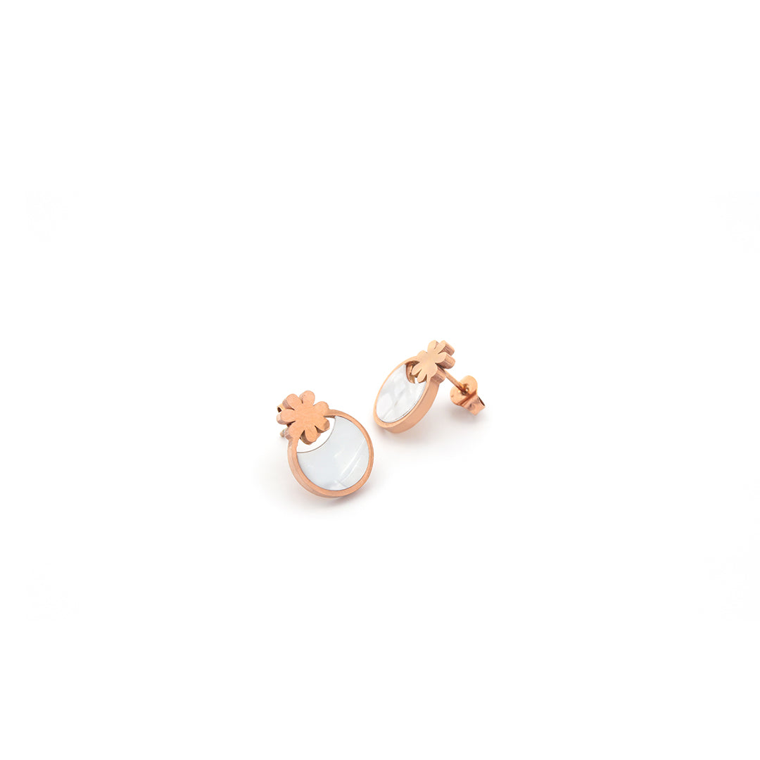 Blush Bloom Set – Floral Round Pendant Necklace & Earrings