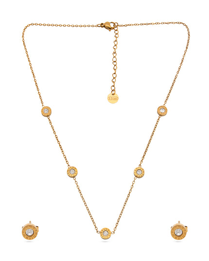 Celestia Set – Gold-Toned Station Necklace & Studs