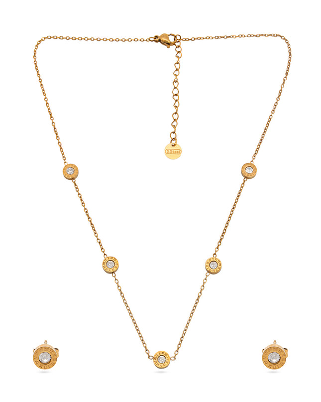 Celestia Set – Gold-Toned Station Necklace & Studs