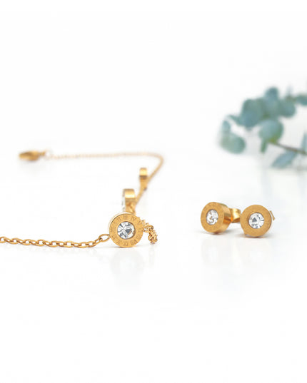 Celestia Set – Gold-Toned Station Necklace & Studs