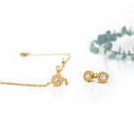 Load image into Gallery viewer, Celestia Set – Gold-Toned Station Necklace &amp; Studs
