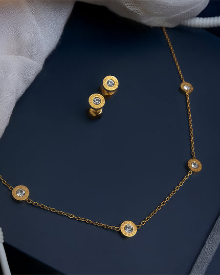 Celestia Set – Gold-Toned Station Necklace & Studs