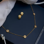 Load image into Gallery viewer, Celestia Set – Gold-Toned Station Necklace &amp; Studs
