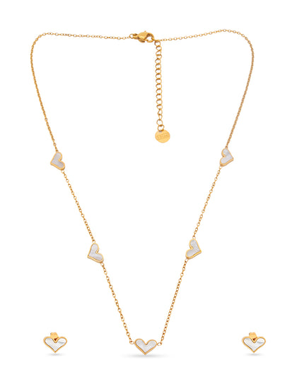 Heartsong Set – Enamel Heart Chain Necklace & Studs