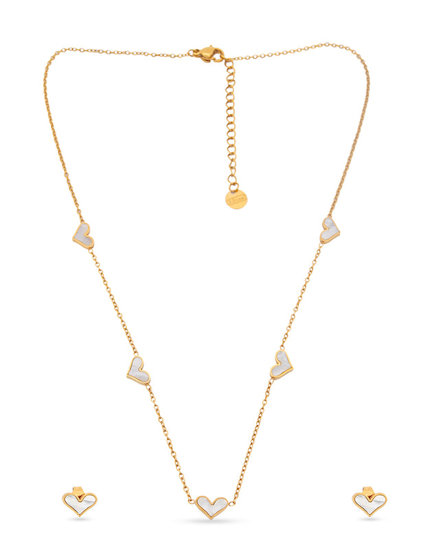 Heartsong Set – Enamel Heart Chain Necklace & Studs