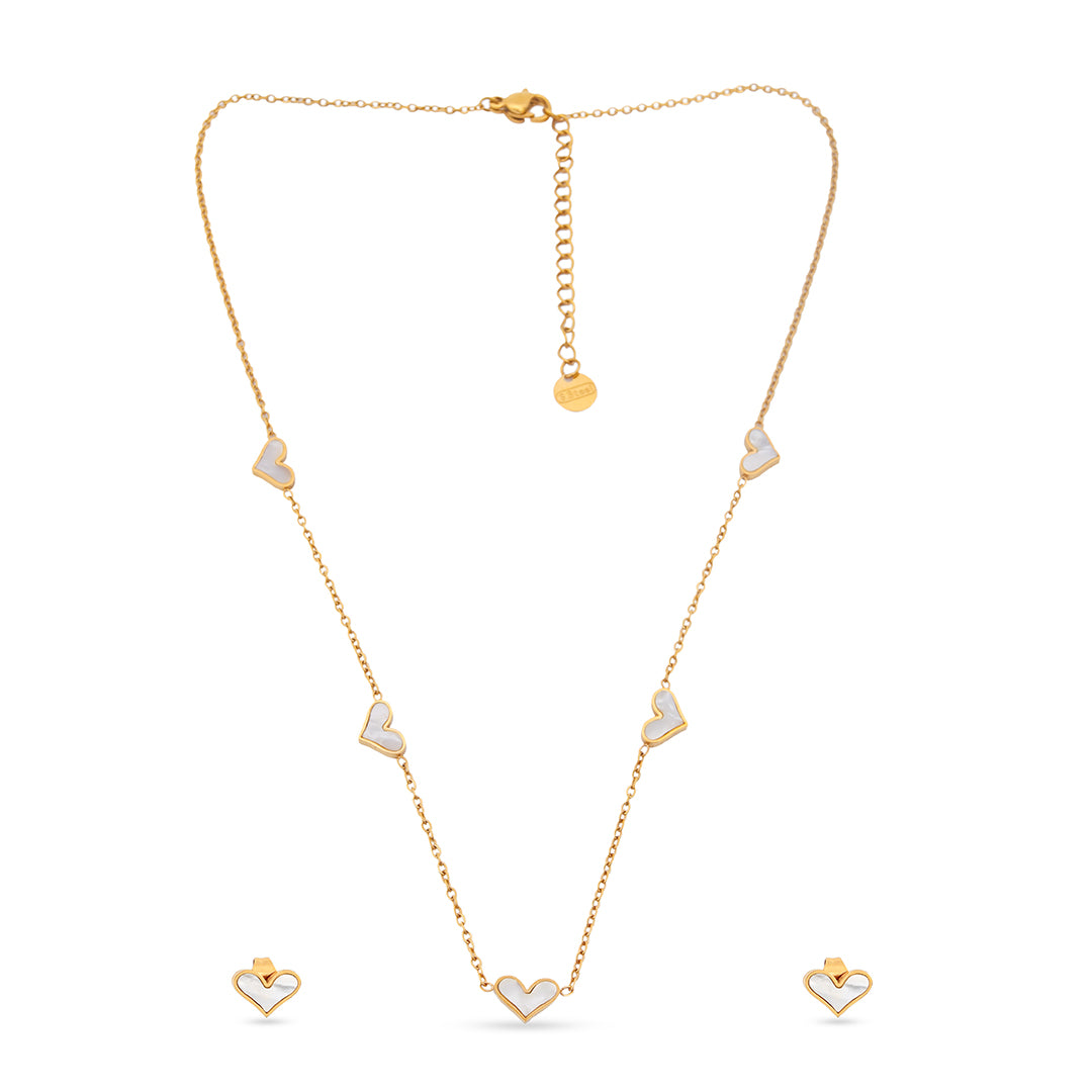 Heartsong Set – Enamel Heart Chain Necklace & Studs