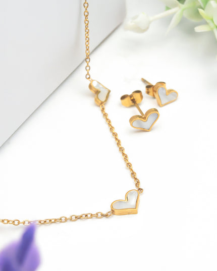 Heartsong Set – Enamel Heart Chain Necklace & Studs
