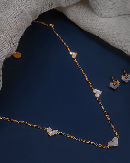 Heartsong Set – Enamel Heart Chain Necklace & Studs