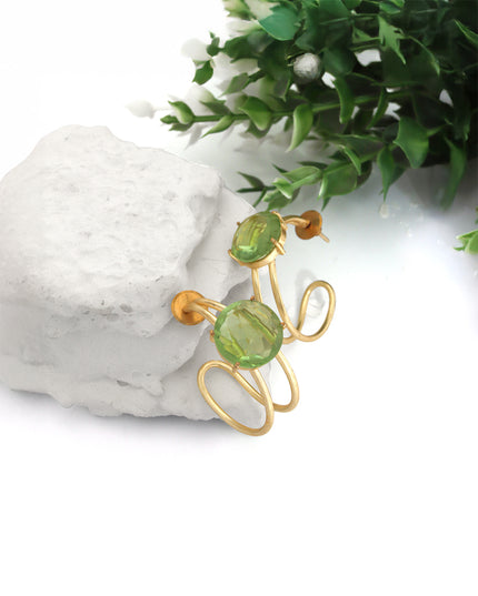Crag Collection Green Stone Gold Wrap Earrings
