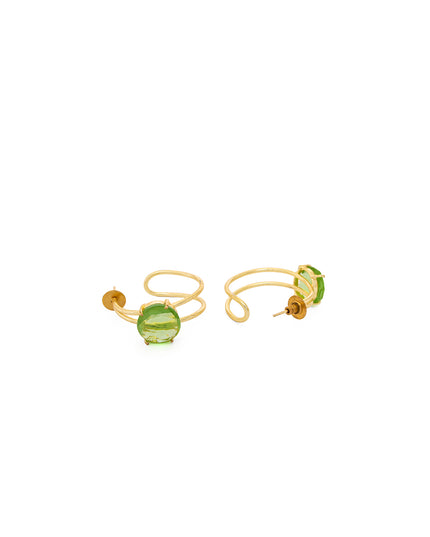Crag Collection Green Stone Gold Wrap Earrings