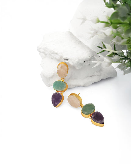 Crag Collection Multi-Stone Gold Drop Earrings