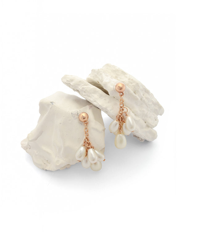Pearl Drop Cluster Earrings – Gold Finish | Mukta Collection