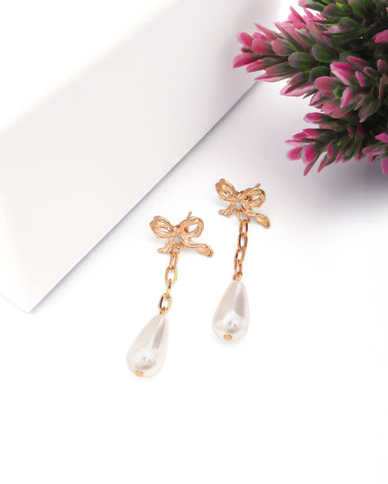 Mini Jewels Pearl Bow Drop Earrings